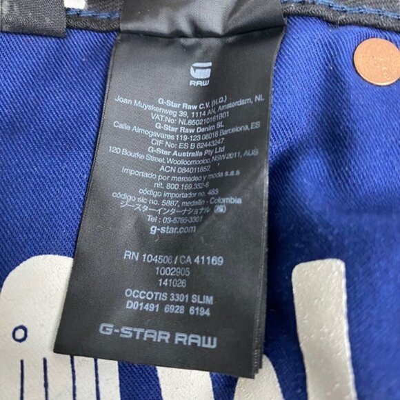 G-star Raw Men's Black Occotis 3301 Slim Jeans Restored Distressed US 31 X 34 - Picture 14 of 16